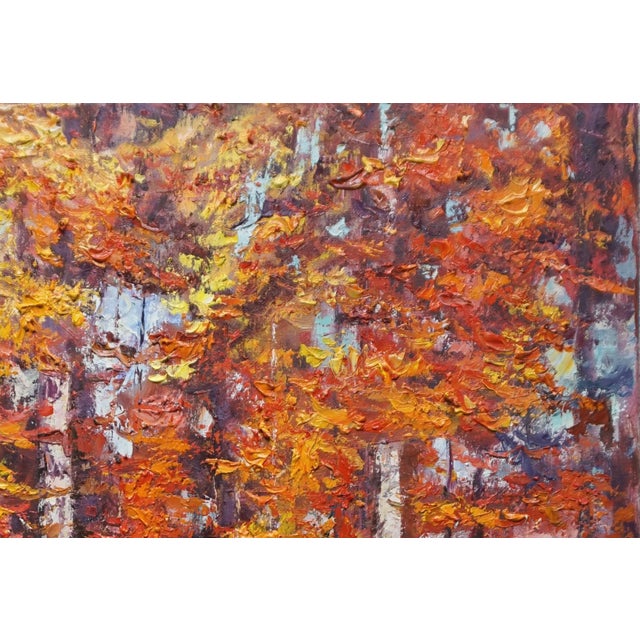 Impressionist Original Oil Landscape Painting of Fall Woods For Sale - Image 3 of 5