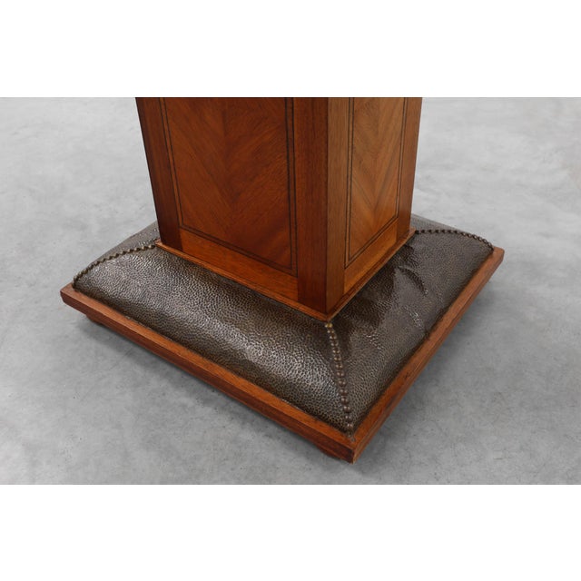 Art Deco Oval Side Table in Walnut with Marble Top from De Coene, Belgium, 1925 For Sale - Image 10 of 13