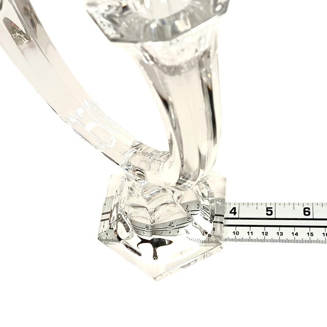 Hollywood Regency Vintage Nachtmann Crystal Double Arm Candlestick Holder Clear Glass Candleabra For Sale - Image 3 of 11