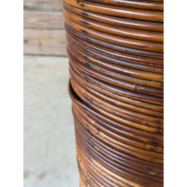 Brown Monumental Vintage Boho Sculptural Rattan Floor Vase – 51” Organic Modern Vessel For Sale - Image 8 of 11