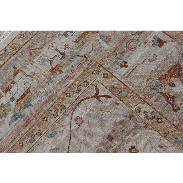 Modern Oushak Muted Rug in Earthy Tones on a Cream Background 10'1 X 14'1 For Sale - Image 12 of 12