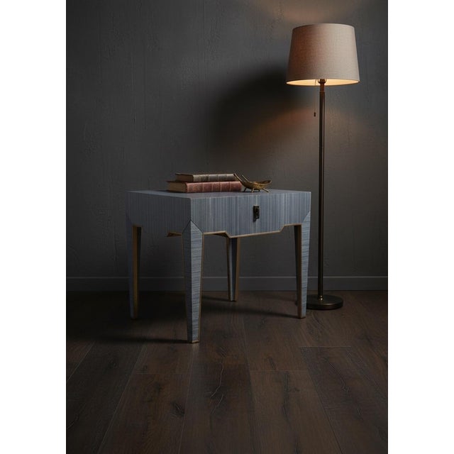 Villa & House Madeline Grasscloth Nightstand in Colonial Blue Shimmer For Sale - Image 9 of 11