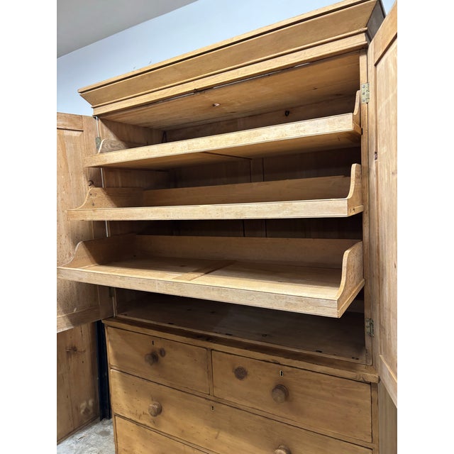 Brown 19th Century English Pine Linen Press For Sale - Image 8 of 10
