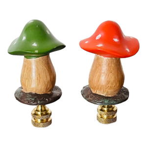 1970s Cute Pair of Mushrooms Lamp Finials