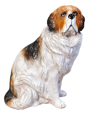 Vintage Glazed Terracotta St Bernard Dog Sculpture, 1960s