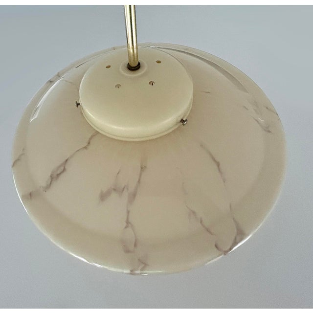 Art Deco Ivory Glass Pendant Light, 1950s For Sale - Image 14 of 18