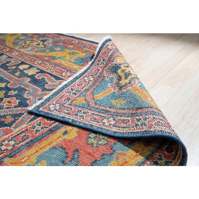 Contemporary 8x10 Blue Hand-Knotted Wool Floral Trellis Geometric Modern Carpet Rug For Sale - Image 3 of 8