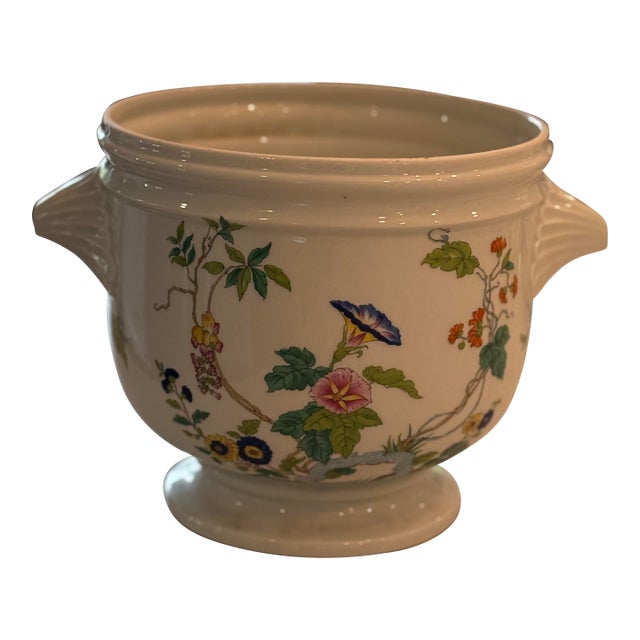 1970s Royale Limoges France "Paradis Bleu" Cachepot For Sale