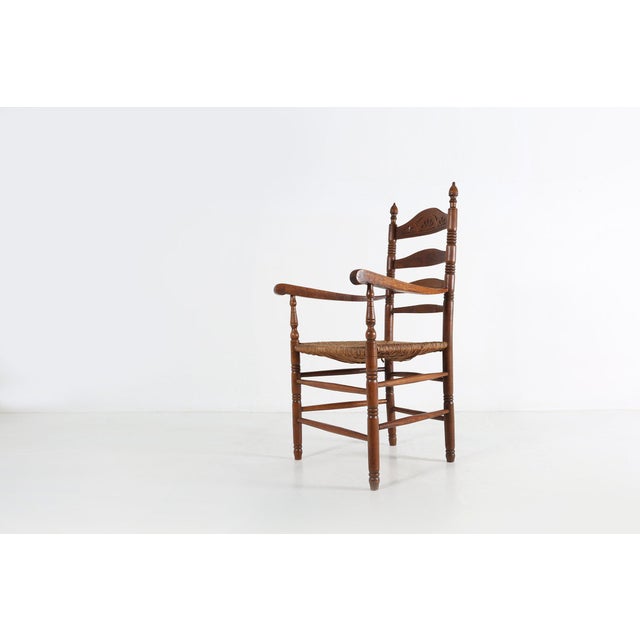 Brown Antique French Wooden Armchair with Cane Seat, 1890s For Sale - Image 8 of 17