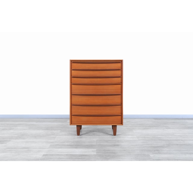 Wood Danish Modern Teak Highboy / Chest of Drawers by Svend A. Madsen, 1960s For Sale - Image 7 of 9
