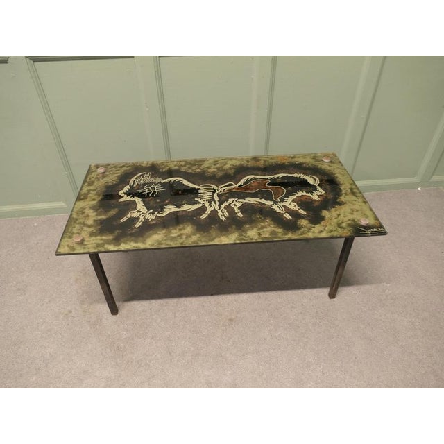 Black Modernist Italian Eglomisé Glass Top Coffee Table, 1961 For Sale - Image 8 of 9