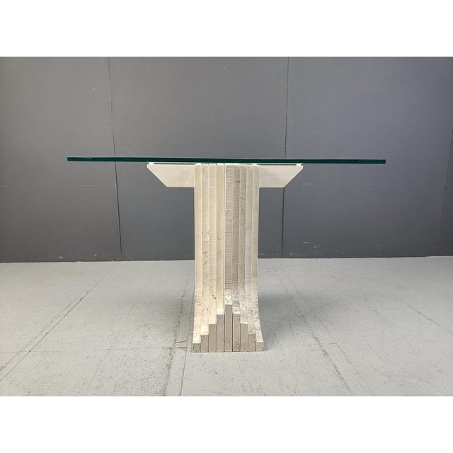 Carlo Scarpa Vintage Travertine Console Table in the manner of Carlo Scarpa, 1970s For Sale - Image 4 of 12