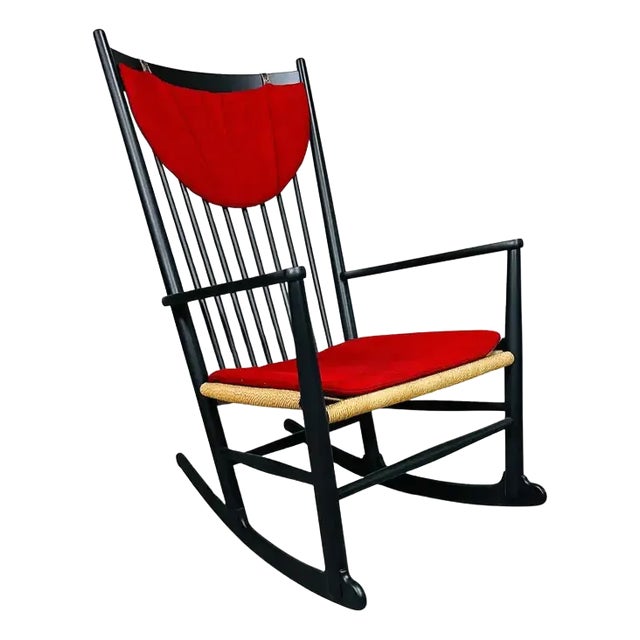 Black Lacquered Hans J. Wegner J16 Rocking Chair or Rocker for FDB Mobler 1963 For Sale