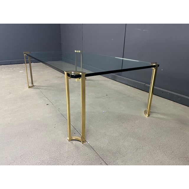Brass and Glass Coffee Table in the style of Peter Ghyczy, 1970s For Sale - Image 10 of 13