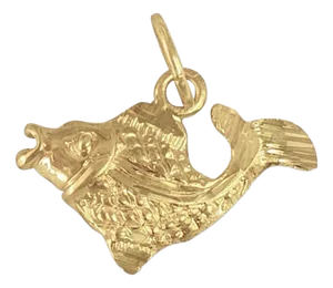Fish with Diamond Cuts Charm/Pendant 14k Yellow Gold