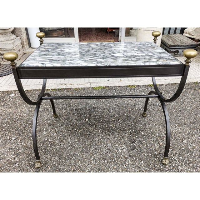 Black Coffee Table in Wrought Iron & Marble Top, Italy, 1980s For Sale - Image 8 of 8