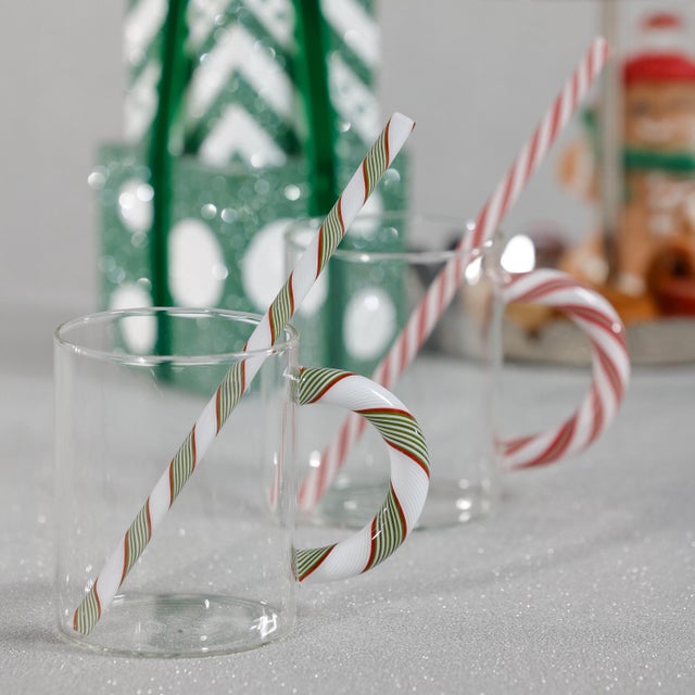 Contemporary Reusable Holiday Glass Straws, Assorted Set of 5 For Sale - Image 3 of 5