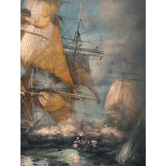 Sea Battle, English School Painting, Oil on Canvas, Framed For Sale - Image 6 of 7