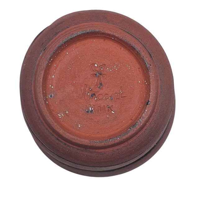 Ceramic Contemporary Studio Art Pottery Red Stoneware Vase With Strangled Wrap Design, Signed Vincent 2010 For Sale - Image 7 of 8