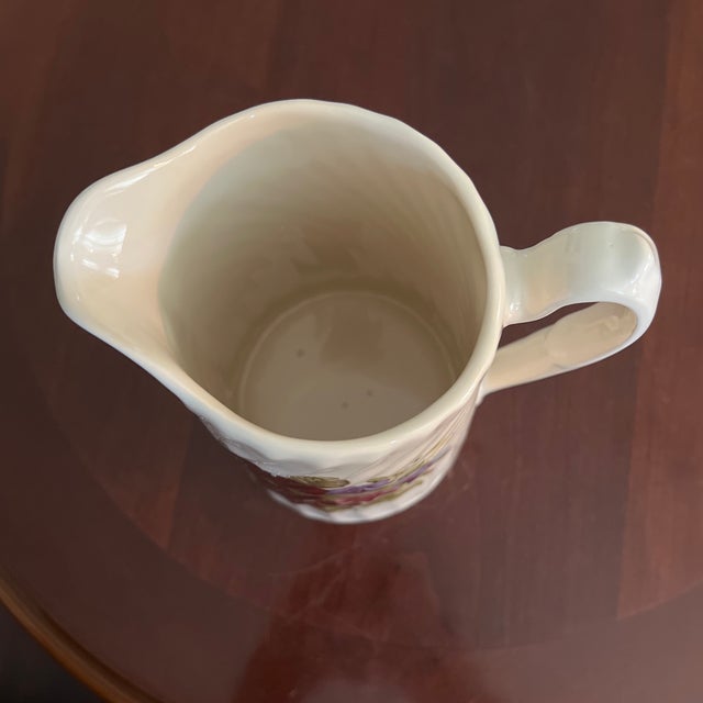 Victorian Style Rose Patterned English Pitcher / Vase Measures 8" height at spout; length 5.75" spout to handle. Measures...