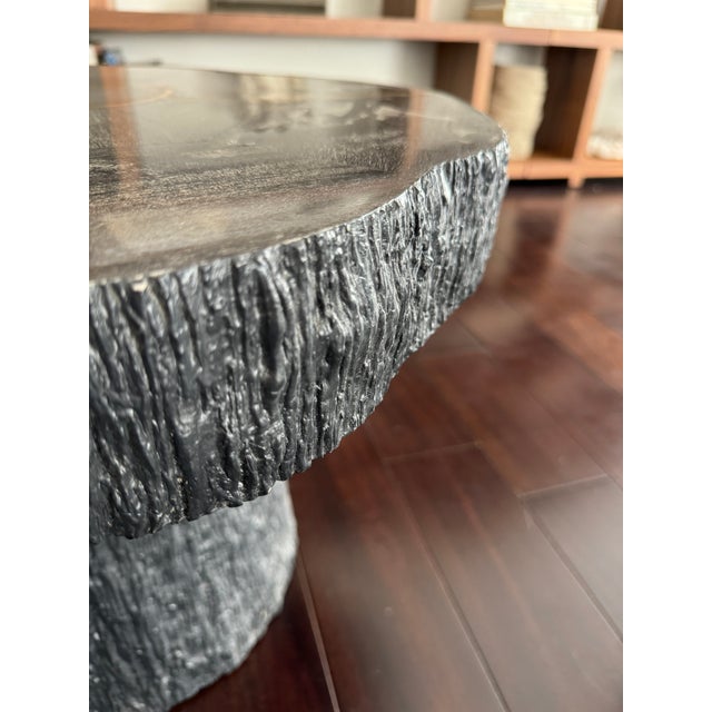 2020s Sculptural Modern Organic Black Wood Sune Small Coffee Table or Side Table by Made Goods With Golden Brass Line Inlay For Sale - Image 5 of 12