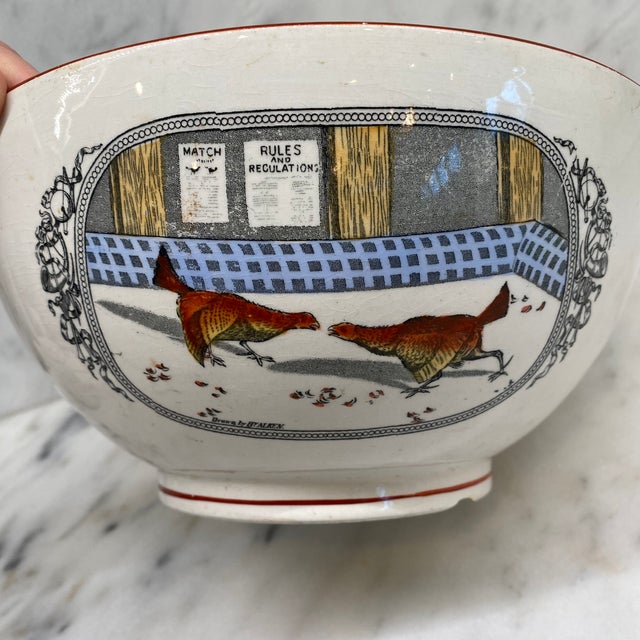 1920s 1920s English Adams “Old English Sports” Set to Cockfighting Bowl For Sale - Image 5 of 10