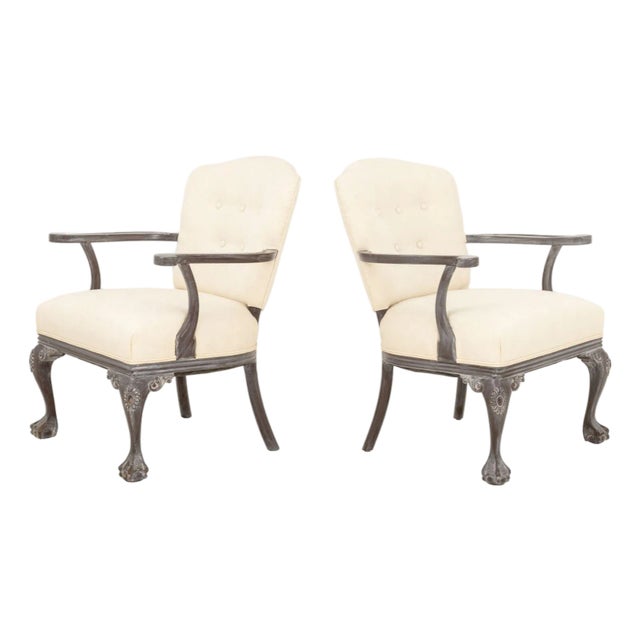 Modern Painted Wood Armchairs, Pair For Sale