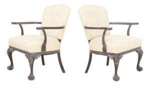 Modern Painted Wood Armchairs, Pair