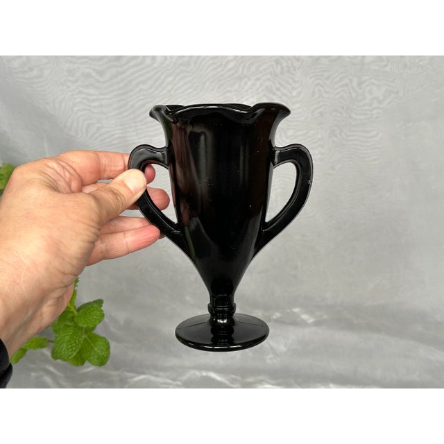 Vintage Black Glass Vase For Sale - Image 12 of 12