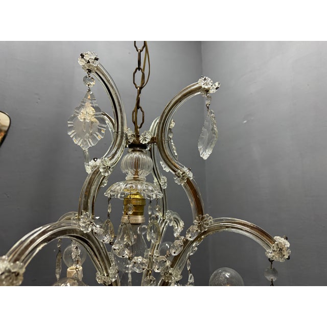 Italian Crystal and Murano Glass Chandelier, 1950s For Sale - Image 13 of 14