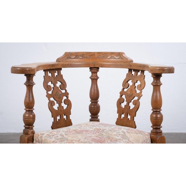 1940s Vintage Danish Oak Corner Chair, 1940s For Sale - Image 5 of 11