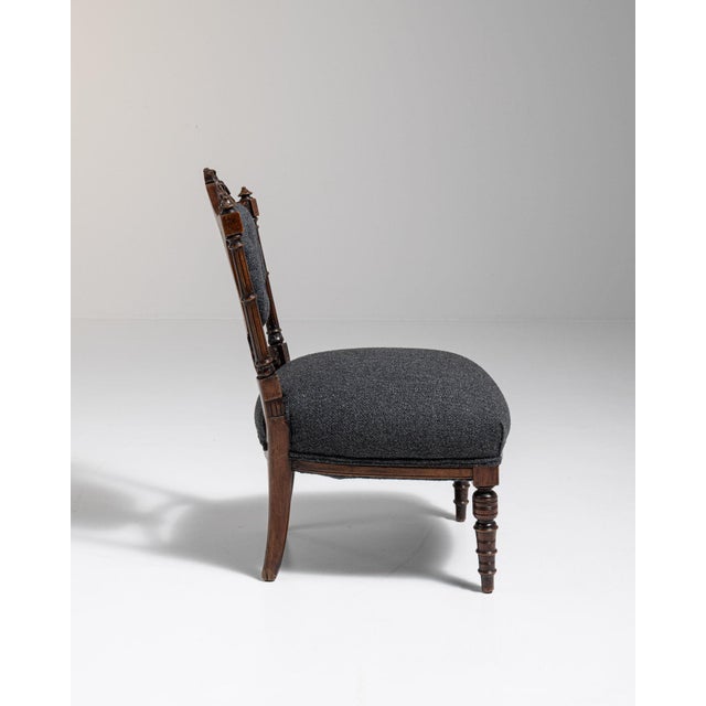 19th Century United Kingdom Charcoal Grey Carved Wood Side Chair For Sale - Image 4 of 11