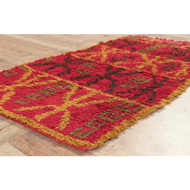 Red Vintage Boujad Moroccan Rug, 03'07 X 06'04 For Sale - Image 8 of 10