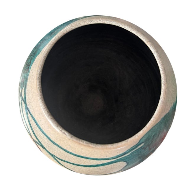 1990s Large Hand Turned Raku Pottery Globe Vase For Sale - Image 4 of 7