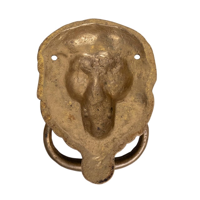Goldenrod Dutch Bronze Lions Head Door Knocker, 1920s For Sale - Image 8 of 9
