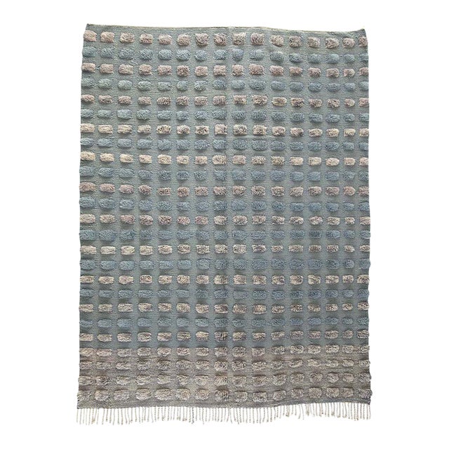 Textured Raised Dot Ombre Hand-Knotted Wool Rug | 9'9" X 7'1" | One of a Kind For Sale