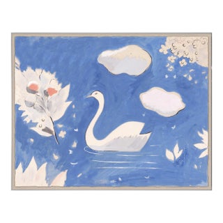 Swan in Lake Art Print in Acrylic Box Frame by Paule Marrot For Sale
