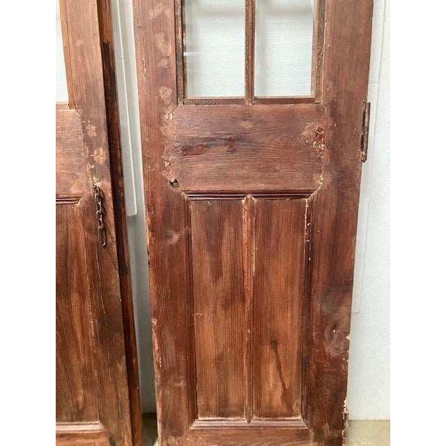 French Door Panels With Arch Top 14 Panes of Glass Set Size 87 X 46 For Sale - Image 10 of 12