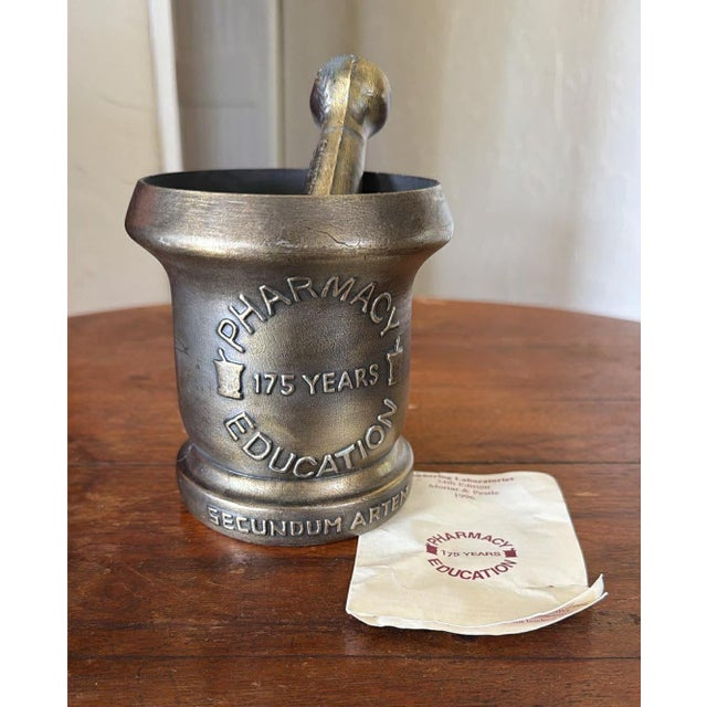 Metal Vintage Mortar & Pestle 1996 Pharmacy Collectibles #1 of 2 For Sale - Image 7 of 8