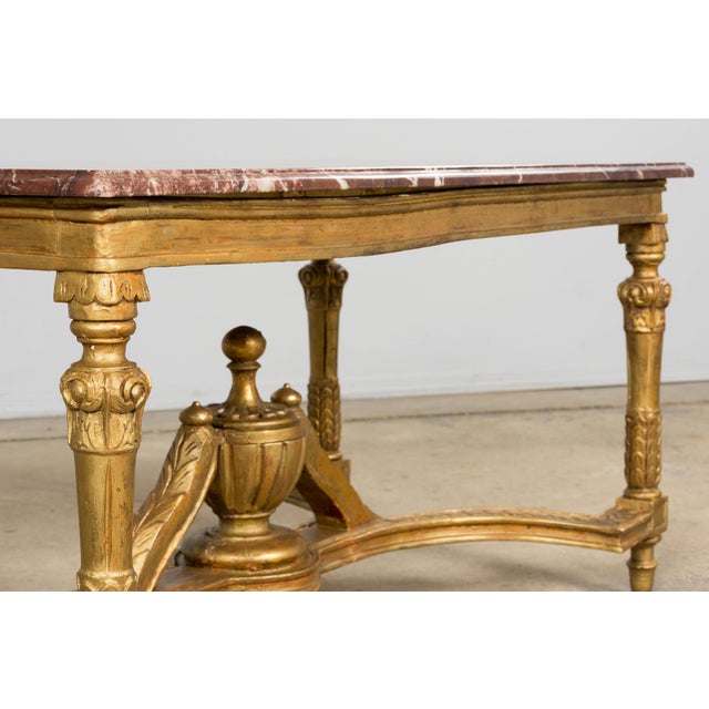 Mid 19th Century French Napoleon III Giltwood Coffee Table With Rouge Marble Top, Provence For Sale - Image 13 of 18