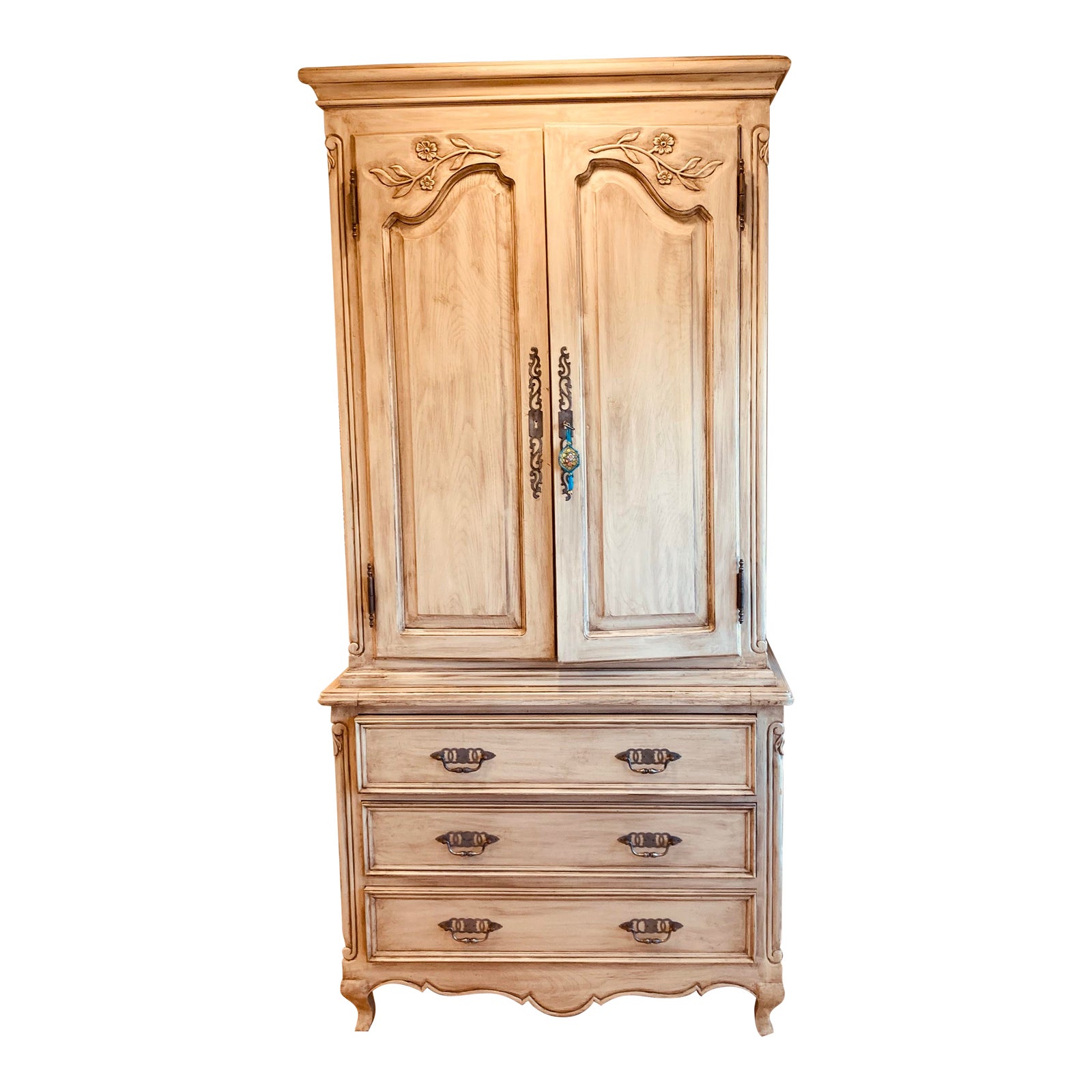 French Style Painted Armoire,in Cream Beige Late 20th Century | Chairish