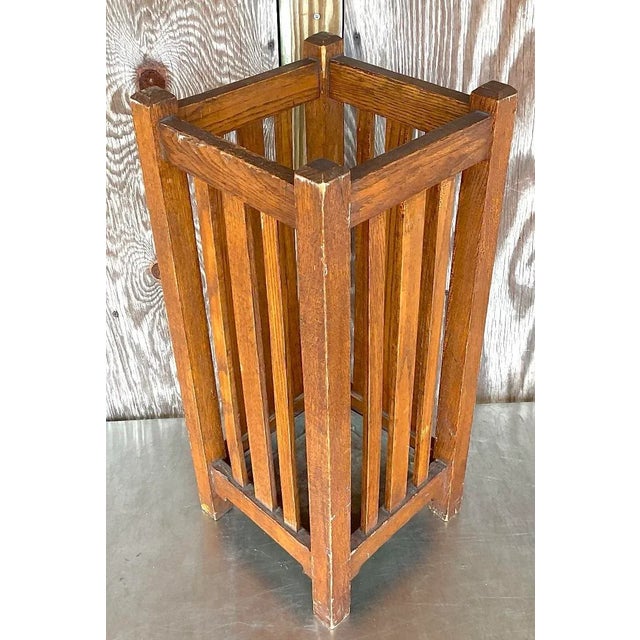 Chestnut Vintage Mission Oak Umbrella Stand For Sale - Image 8 of 8