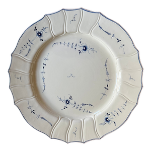 Large Antique 18th Century French Porcelain Round Charger Platter in Chantilly Blue Sprig