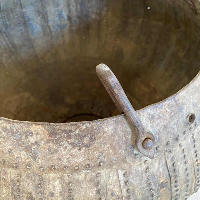 20th Century Steel Riveted Indian Grain Scale Vessel or Pot For Sale - Image 11 of 17