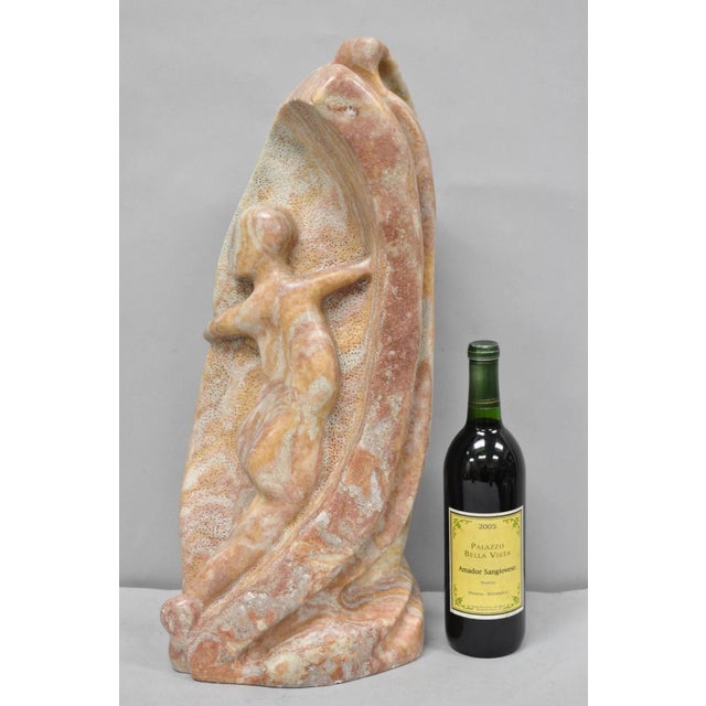 Vintage Seymour L. Shuren Modern Pink Carved Marble Abstract Nude Figure Sculpture. "Seymour L. Shuren was a prominent...