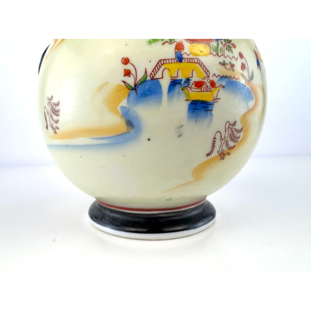 Vintage Goldcastle Chikusa Hand-Painted Japanese Porcelain Landscape Vase For Sale - Image 9 of 12