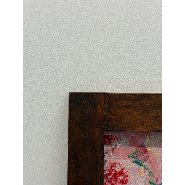 Wood 1970s Original Signed Abstract Floral Painting by Kathy Mabry For Sale - Image 7 of 11