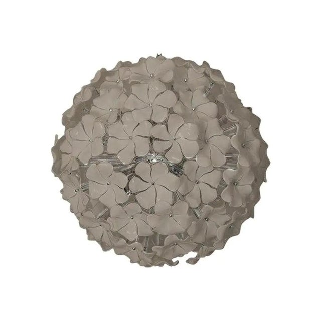 Contemporary Venetian Beige Flowers Murano Style Glass Sputnik Light by Simoeng For Sale - Image 3 of 6