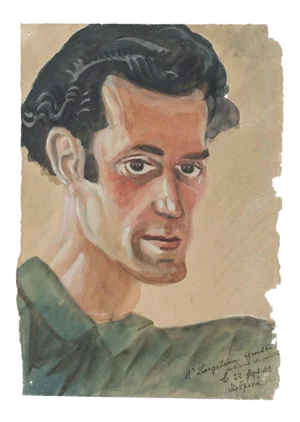 Portrait - Original Watercolor Drawing - Late 20th Century Late 20th Century
