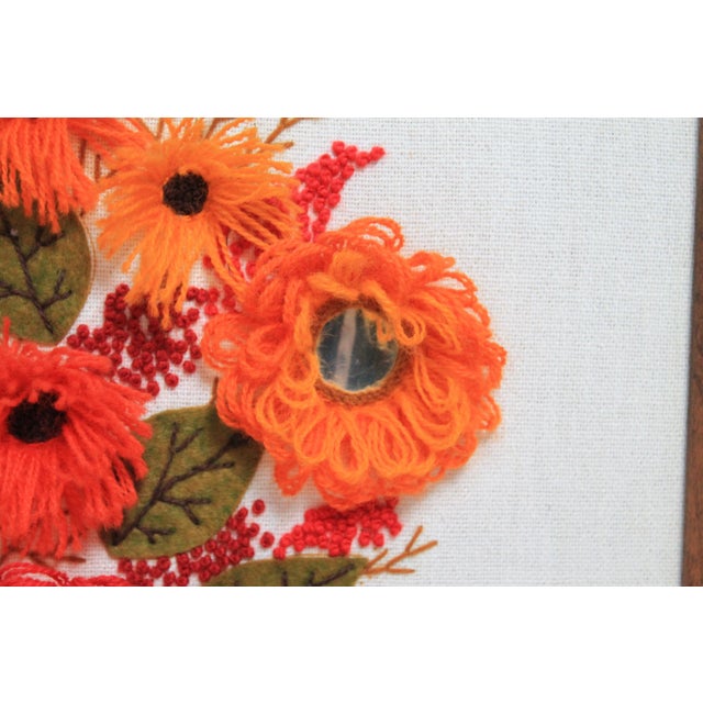 1970s 1970's Crewel Embroidery Floral Wall Hanging For Sale - Image 5 of 6